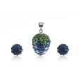 thumbnail image 1 of Cute Sapphire Blue Green Small Eggplant Rhinestone Fashion Pendant Earring Set, 1 of 4
