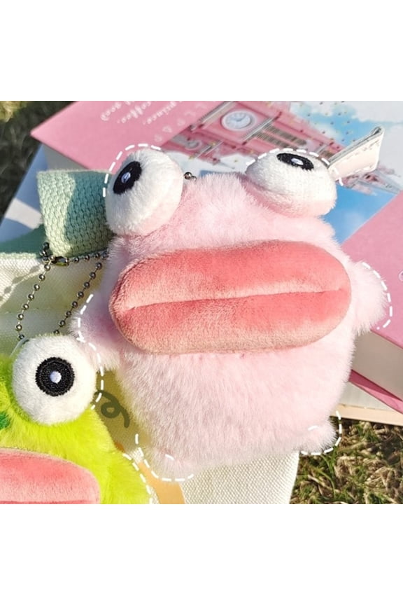 Cute Sausage Mouth Frog Key Chain Cartoon Plush Doll Pendant Couple Key Ring Backpack Charms Car Bag Decor Christmas Gift