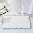 thumbnail image 1 of Cute Scalloped Bathroom Rugs, Microfiber Tufted Bath Mats, Fun White and Blue Bathmat for Bath Room Bathtub Shower, Preppy Trendy Bathroom Mat for Sink Bedroom, 30" x 20" sunshine, 1 of 4