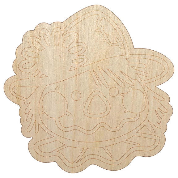 Cute Scarecrow Face Wood Shape Unfinished Piece Cutout Craft DIY Projects - 4.70 Inch Size - 1/8 Inch Thick