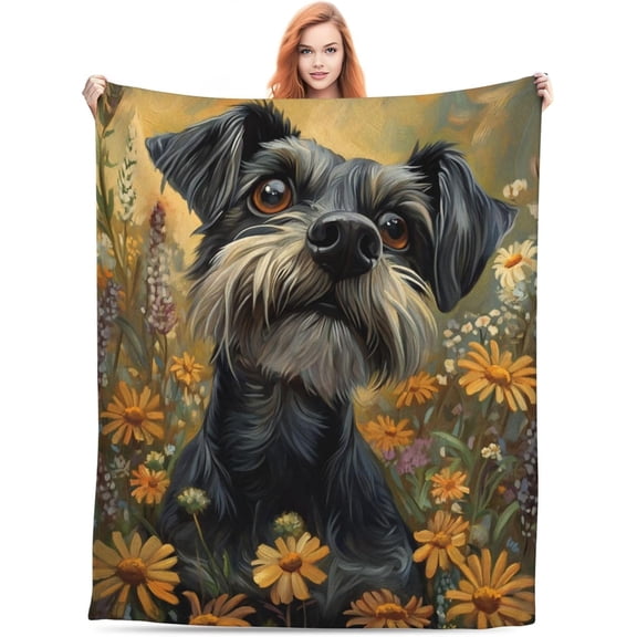 Cute Schnauzer Blanket Gifts for Women Adults, Warm Lightweight Soft Plush Schnauzer Dog Throw Blankets for Living Room Bed Sofa Home Decor 50x60
