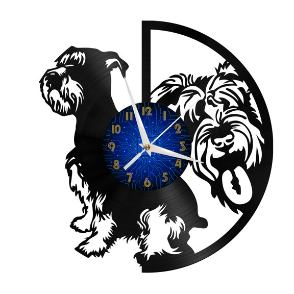 Cute Schnauzer dog Vinyl Record Wall Clock for Kitchen Wall Decor Wall Art Gift for Lover Gift Idea for a Best Friend(B)