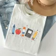 thumbnail image 1 of Cute School Supplies Heritage Graphic Tee 100%Cotton Crew Neck Short Sleeve Tee For Women Teacher Gift Teacher T-shirt, 1 of 7