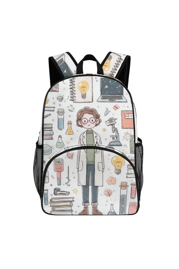 Cute Scientist Lab Illustration Art Big Student Laptop Backpack For College Women Middle High Teen Bookbag Travel Daypack