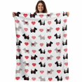 thumbnail image 1 of Cute Scotch Dogs Blanket Soft Cozy Warm Throw Blanket for Couch, Plush Fuzzy Flannel Fleece Blankets for Sofa, Red Heart Lovely Pets Bed Blankets Lightweight Gifts for Women, 50"x80", 1 of 9