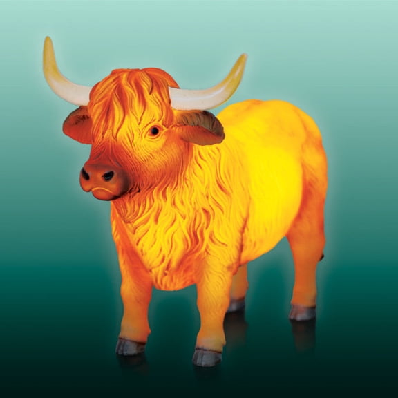Cute Scottish Highland Cow Table Lamp, Resin Craft Dimmable Soft Warm Glow Night Light, Touch Control Decorative Animal Desk Lamp for Bedroom Study Nightstand Home Decor