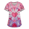 thumbnail image 1 of Cute Scrub Tops Stretchy Short Sleeve V Neck Cartoon Print Pattern Nursing Working Uniform Caregiver Top 2025 Hot Pink XXL, 1 of 4