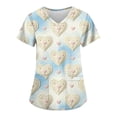 thumbnail image 1 of Cute Scrub Tops Stretchy Short Sleeve V Neck Cartoon Print Pattern Nursing Working Uniform Caregiver Top 2025 Sky Blue XXL, 1 of 4