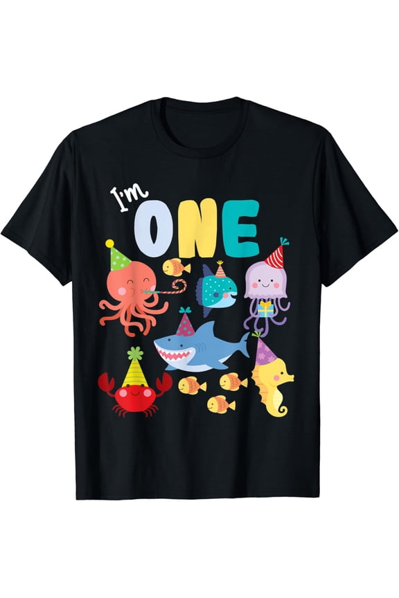 Cute Sea Animals Ocean Creatures Party 1St Birthday I'M One T Shirt