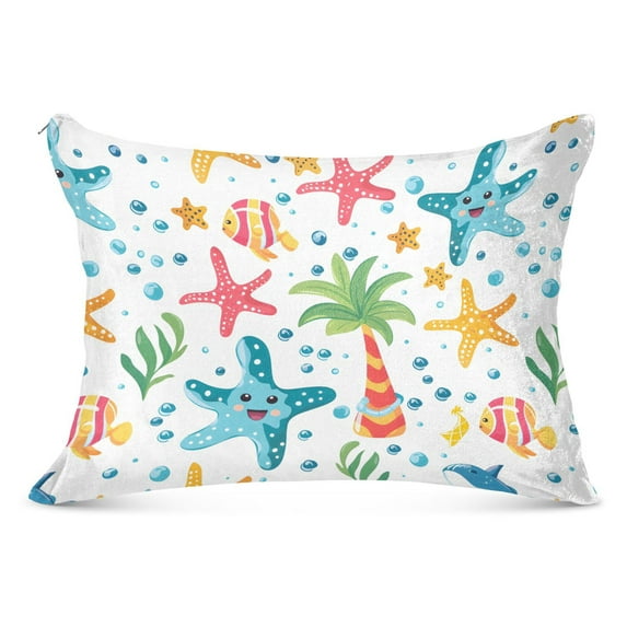 Cute Sea Life Plush Pillow Cases Standard Size Ultra Soft Warm Pillowcases with Zipper 20"x26"