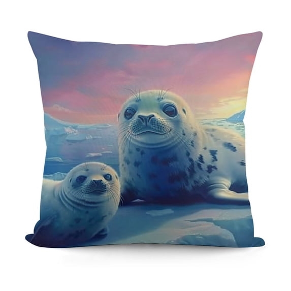 Cute Sea Lion Throw Pillow Covers Cartoon Sea Lion Pillow Covers for Home Sofa Bed Couch for Kids Boys Girls Blue Pink Sky Cushion Covers Sea Animal Pillowcases