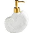 thumbnail image 1 of Cute Sea Soap Dispenser, Conch-Shaped Ceramic Soap Dispenser, White Soap Dispenser with Golden Pump Head, 1 of 6