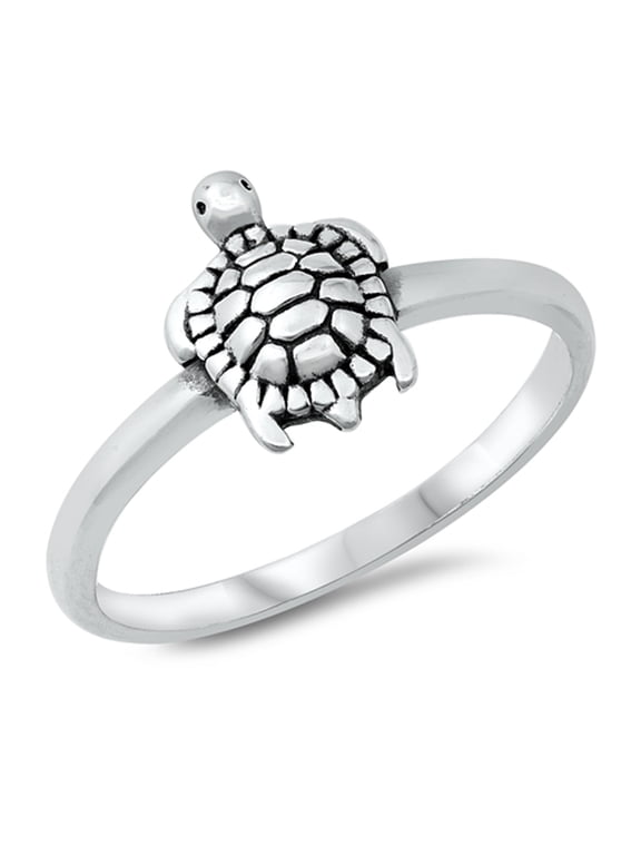 Cute Sea Turtle Beach Animal Sterling Silver Ring 925 Jewelry Female Male Unisex Size 11