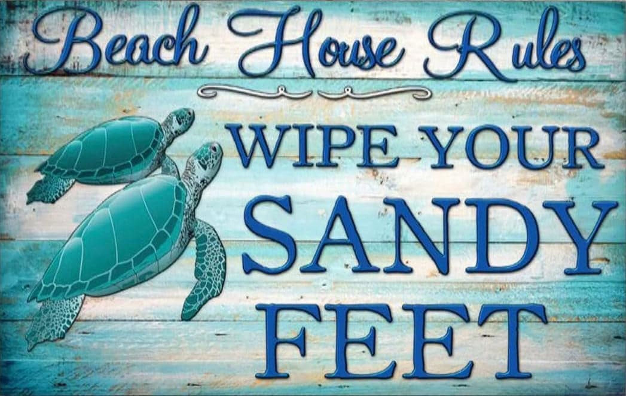 Cute Sea Turtle Door Mat Indoor Entrance Beach House Rules Wipe Your Sandy Feet Doormat Indoor
