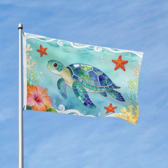 Cute Sea Turtle Garden Flags for Outside 3x5 Ft Double Sided Large House Flag Housewarming Gift Flag Blue Ocean Turtles Flags Gifts for Women Men Turtle Lovers Beach Yard Outdoor Patio Decor