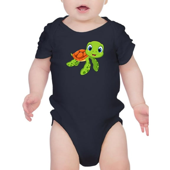 Cute Sea Turtle On White Art Bodysuit Infant -Image by Shutterstock,  6 Months