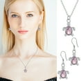 thumbnail image 1 of Cute Sea Turtle Pendant Necklace Set with Crystal - Blue Turtle Shaped Alloy Necklace & Earrings, 45cm+5cm Chain, Hypoallergenic, Gift for Women, 1 of 5