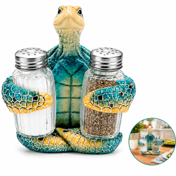 Cute Sea Turtle Salt and Pepper Shakers Set, Coastal Kitchen Decor Resin Figurine for Beach Home Table Decoration, Ideal Gift