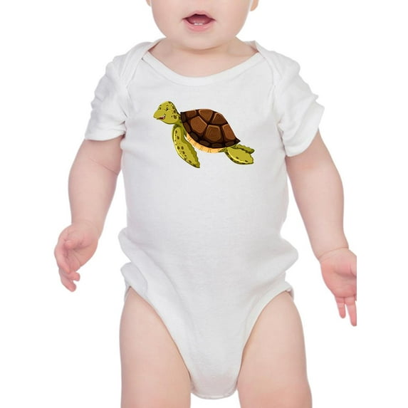 Cute Sea Turtle Smiling Cartoon Bodysuit Infant -Image by Shutterstock, 24 Months