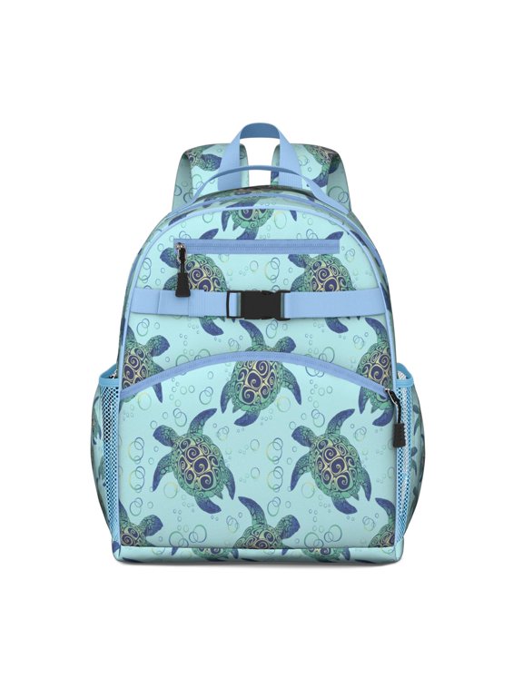 Cute Sea Turtle Students Backpack with Hawaiian Ocean Life and Tropical Marine Animals Print, Underwater Coral Reef and Nautical Design, Comfortable and Durable for Travel