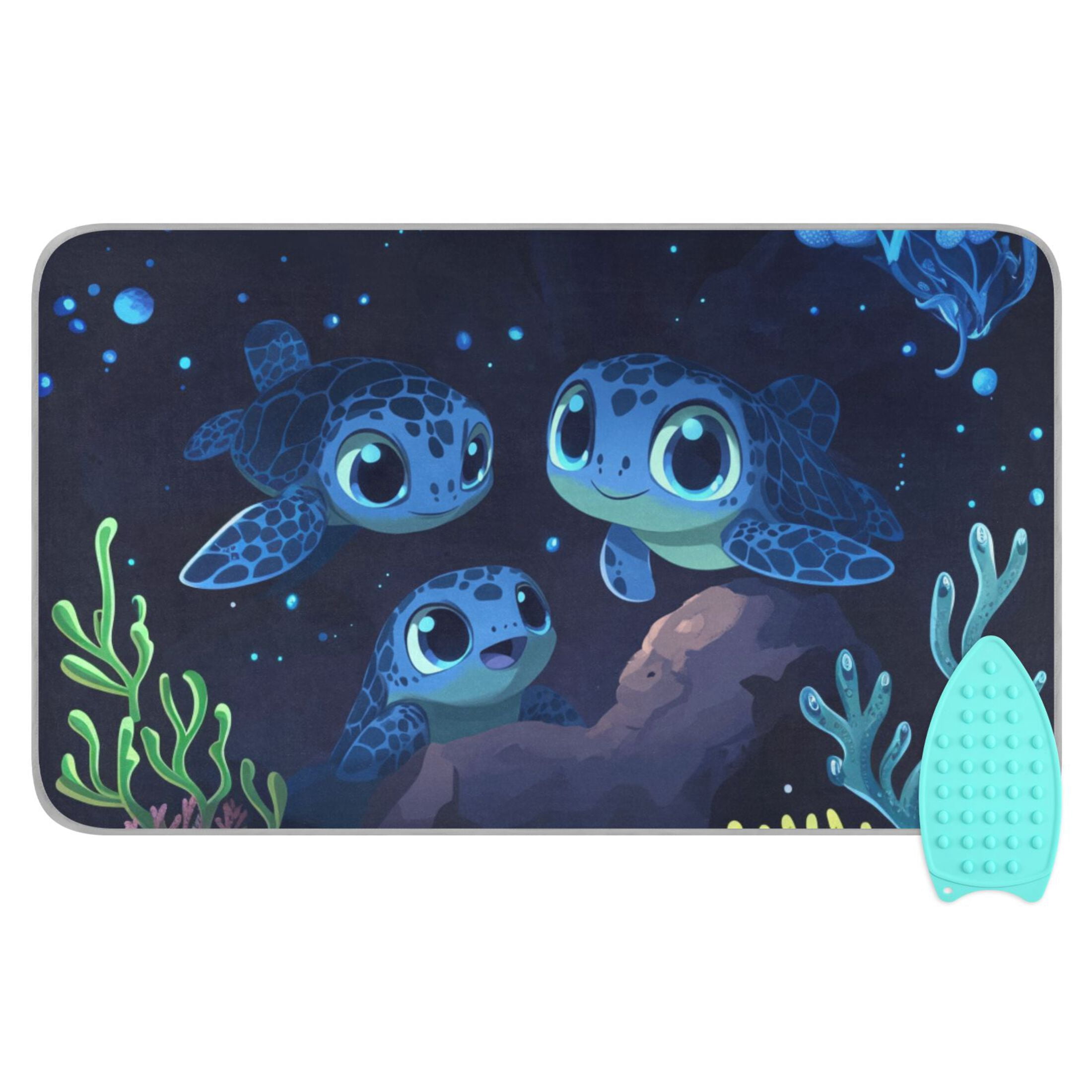 Cute Sea Turtles Ironing Mat Blanket for Table Top Travel Portable Ironing Board Pad 47.2x27.6 Inch