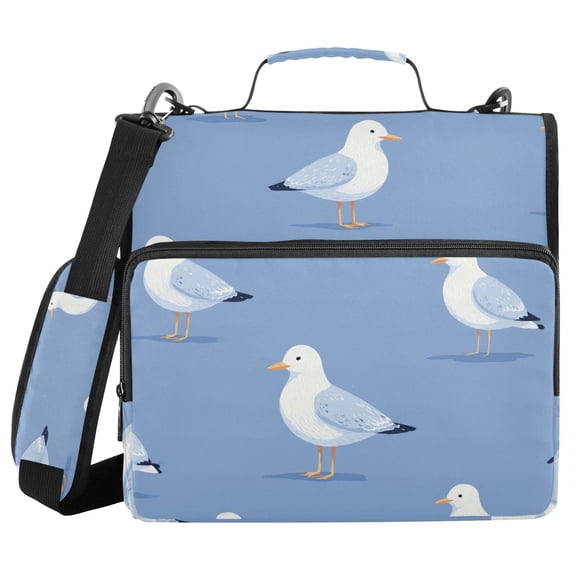 Cute Seagulls Binder Bag with Shoulder Strap 3 Ring Zipper Binder File Folder Document Storage