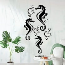 Cute Seahorses Elegant Design Underwater Silhouette Drawing Cartoon Vinyl Wall Decal Wall Sticker Wall Art Home Decoration Fun Home Decoration For Girls Boys Kids Room House Décor Size (8x10 inch)