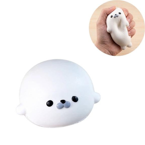 Cute Seal Squishy, Slow Rising Cream Scented Kawaii Seal, 4.7" Soft Silky Squeeze Ball, Pocket Fidget Stress Toy for Anxiety Relief, Focus Improvement, Party Favors