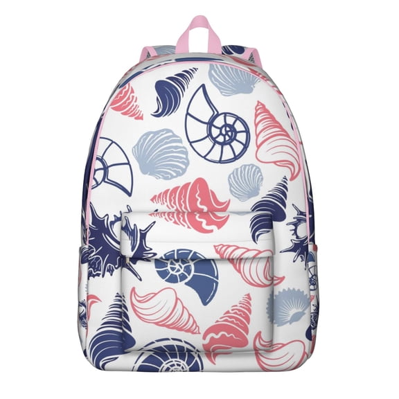 Cute Seashell School Backpack with Tropical Starfish & Coral Design, Waterproof Marine Life Bookbag for Teens, Lightweight Beach Daypack for Travel or Everyday Use