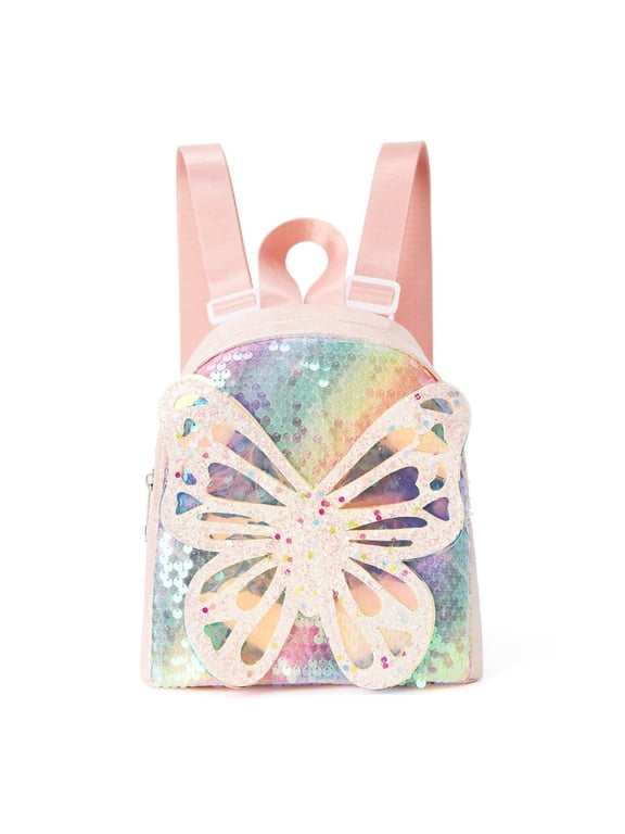 Cute Sequin Mini Backpack with Glitter Butterfly Decor, Lightweight Small Backpack for Daily Outing Party Travel
