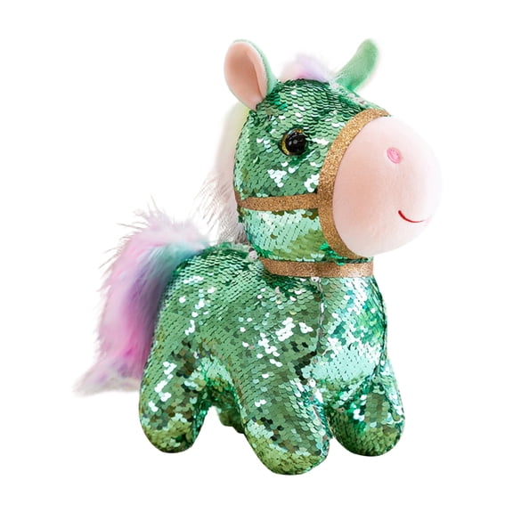 Cute Sequin Pony Plush Toy Different Color Options Shiny Design Soft Fluffy Material Ideal For Kids Interactive Play Home Decor Comfortable Hugging Companion Suitable For Gift Giving Daily Use