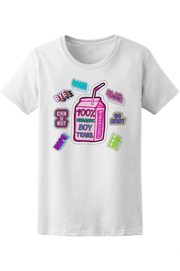 Cute Set Of Patches T-Shirt Women -Image by Shutterstock, Female Large