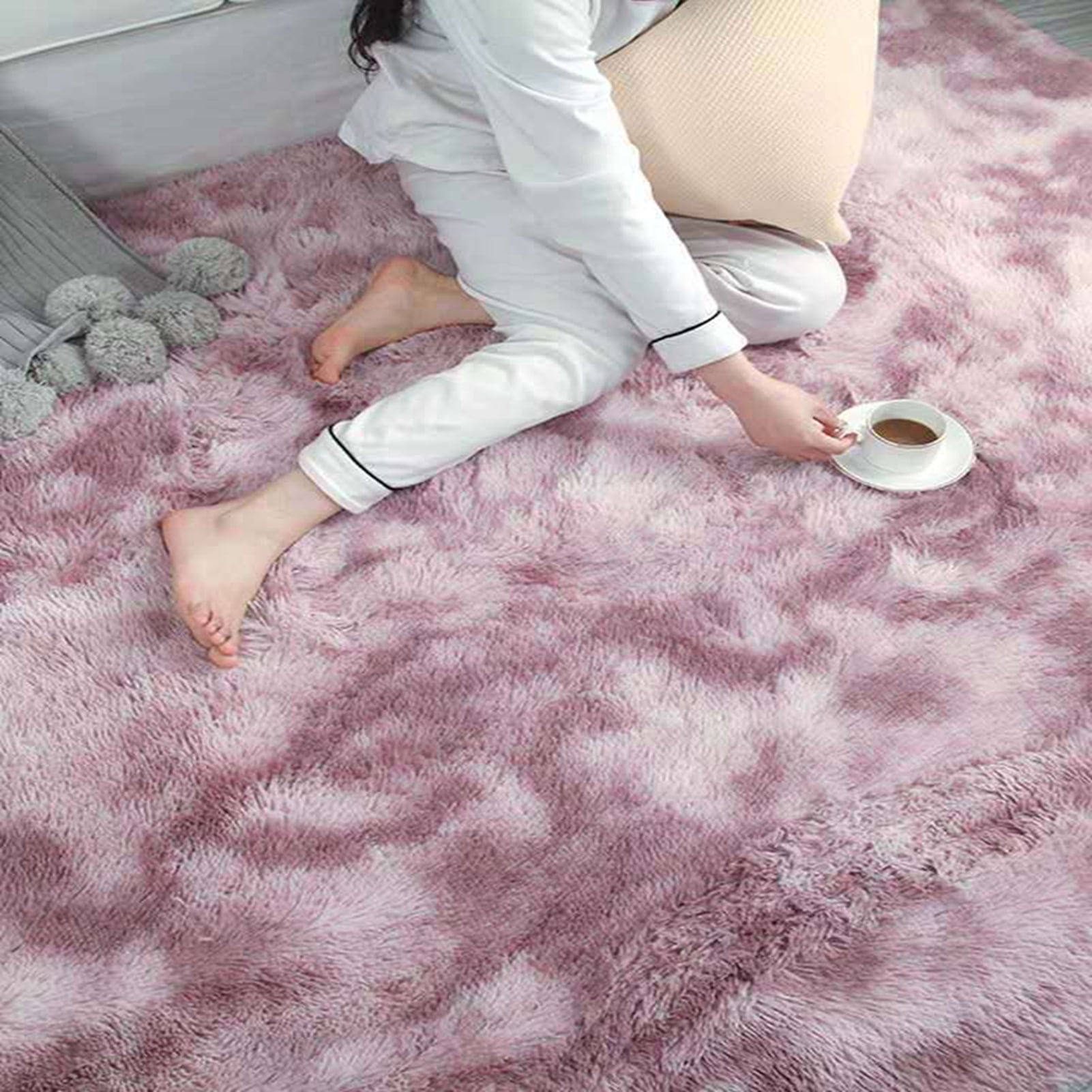 Cute Shaggy Bedside Blanket Floor Mat Carpet Household Living Room Bedroom Decor