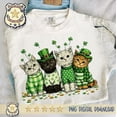 thumbnail image 1 of Cute Shamrock Cat T-Shirt, Cozy Lucky Cat Graphic, Preppy Casual Tee, 1 of 2