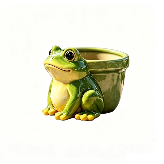 Cute Shaped Resin Planter Pot Frog Style Small Potted Plant Container For Home Desk Decor 1 Pack