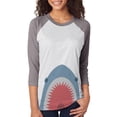 thumbnail image 1 of Cute Shark Attack Unisex Raglan T Shirt, 1 of 1