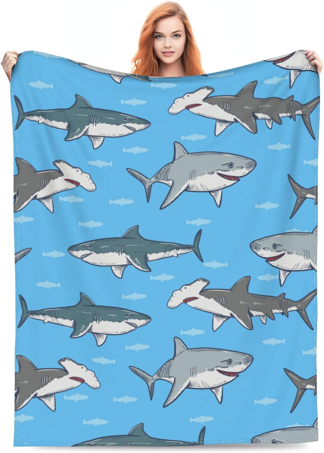 Cute Shark Blanket Gifts for Adult for Bed Living Room Bedding Couch Soft Warm Lightweight Cozy
