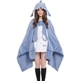 thumbnail image 1 of Cute Shark Blanket Hoodie, Wearable Shark Blanket Adult for Halloween Cosplay, Soft Hooded Bat Cape for Women, 1 of 8
