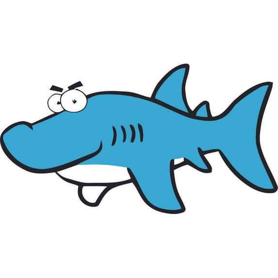 Cute Shark Cartoon Wall Decal Peel and Stick Graphic Animal Vinyl Sticker Shark Wall Decal Animal Sticker Home Art Interior Decoration Any Room Mural Waterproof High Quality Vinyl Sticker 8x10 inch