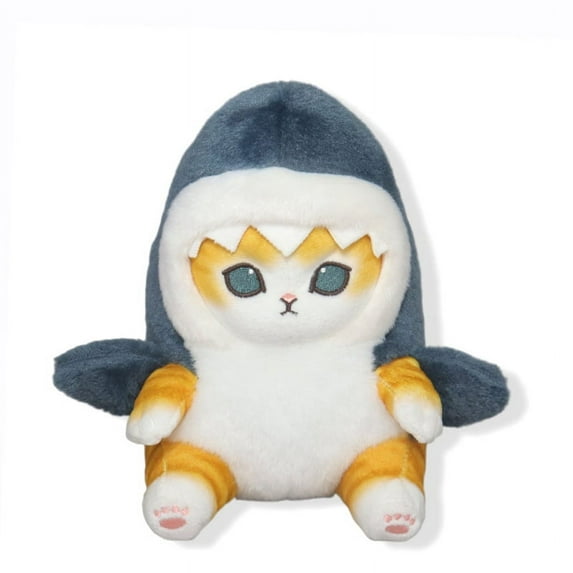 Cute Shark Cat Plush Toy Seal Cat Stuffed Animal Plushies Doll, Soft Stuffed Shark Kitten Pillow Christmas Birthday Gifts for Kids Boys Girls