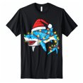 Cute Shark Christmas Lights Santa Hat Graffiti Style Vector Art Black T