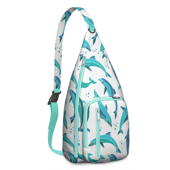 Watercolor Shark Sling Backpack – Vintage Nautical Marine Life Daypack with Whale & Dolphin Design, Lightweight Crossbody Travel Bag for Ocean Lovers & Outdoor Adventures