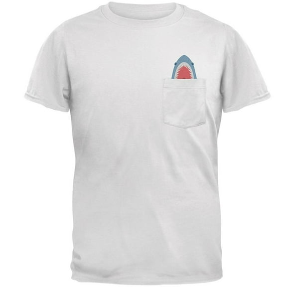 Cute Shark Pocket Pet You Look Yummy Mens Pocket T Shirt White X-LG