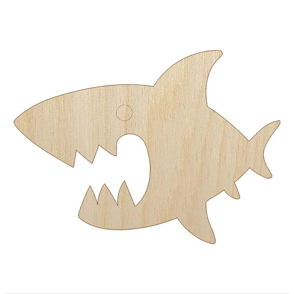 Cute Shark icon Wood Shape Unfinished Piece Cutout Craft DIY Projects - 6.25 Inch Size - 1/4 Inch Thick
