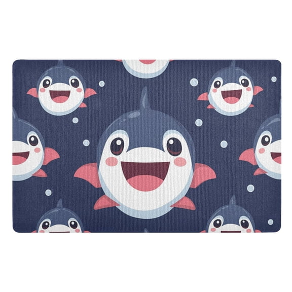 Cute Shark on Dark Floor Door Mat Outdoor Indoor for Home Entrance Welcome Mats 32"x20"