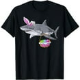 thumbnail image 1 of Cute Shark with Easter Basket and Bunny Ears Happy Easter T-Shirt, 1 of 5