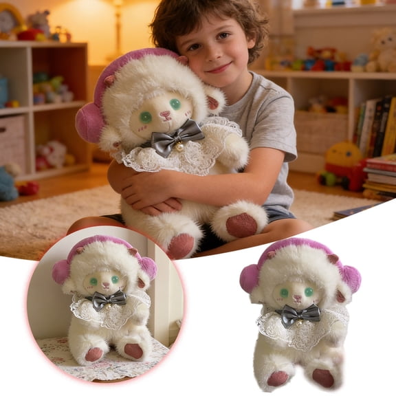 Cute Sheep Adorable Stuffed Animal for Kids and Adults Birthdays Holidays Soft Toy Companion Indoor Play Safe Companion, 20 cmx35 cm, Purple
