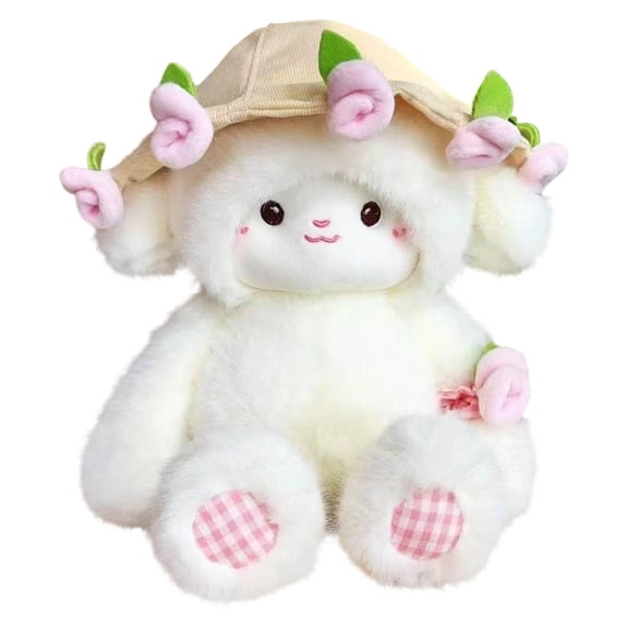 Cute Sheep Bouqet, 6*12" Rose Bouquet Lamb Plush Toy, Hand Cute Stuffed Sheep with Flower, Emotional Support Animal Desk Decor, Soft Cuddly Pillow with Removable Hat