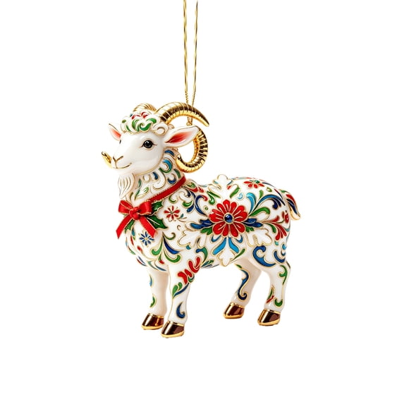 Cute Sheep Christmas Ornament, Flat Woolly Lamb Pendant with Hanging ...