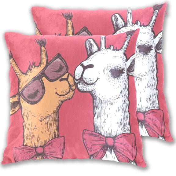 Cute Sheep Couple Throw Pillow Covers 16x16 Inch 2 Packs Decorative Square for Living Room Couch Bed Sofa